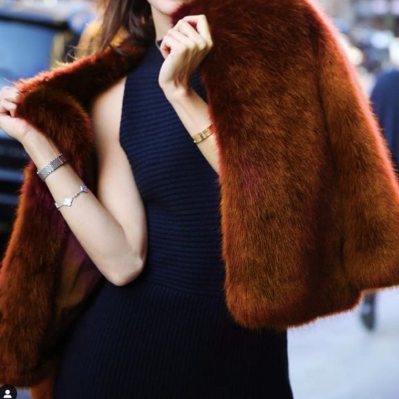 ❌SOLD❌n:PHILANTHROPY Annika Faux Fur Cognac Crop Jacket S - Picture 3 of 8